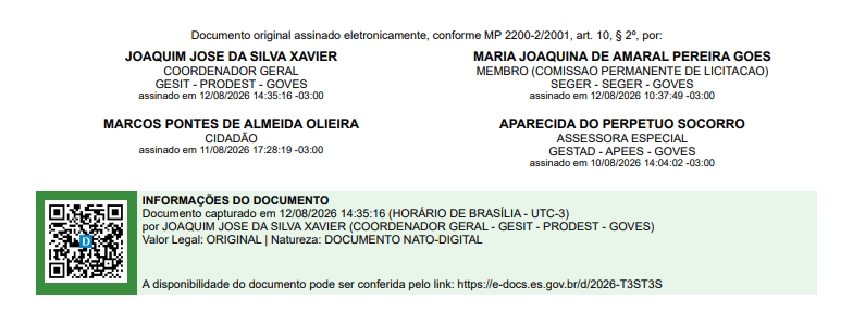 Folha de metadados de documento nato-digital assinado eletronicamente: relação de assinantes e tarja verde com valor legal ORIGINAL e natureza DOCUMENTO NATO-DIGITAL